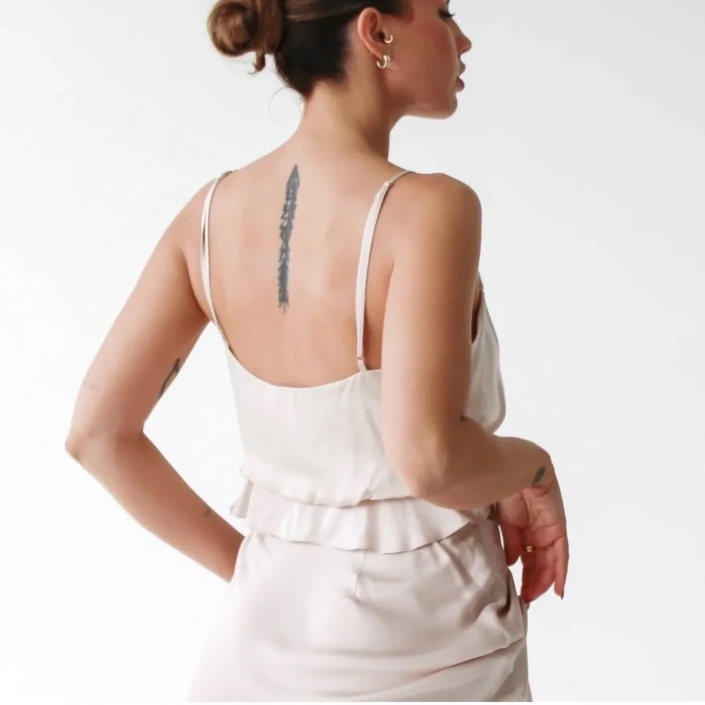 Rumored Cream Chemise with Plunging V-Neck - Picture 3 of 12